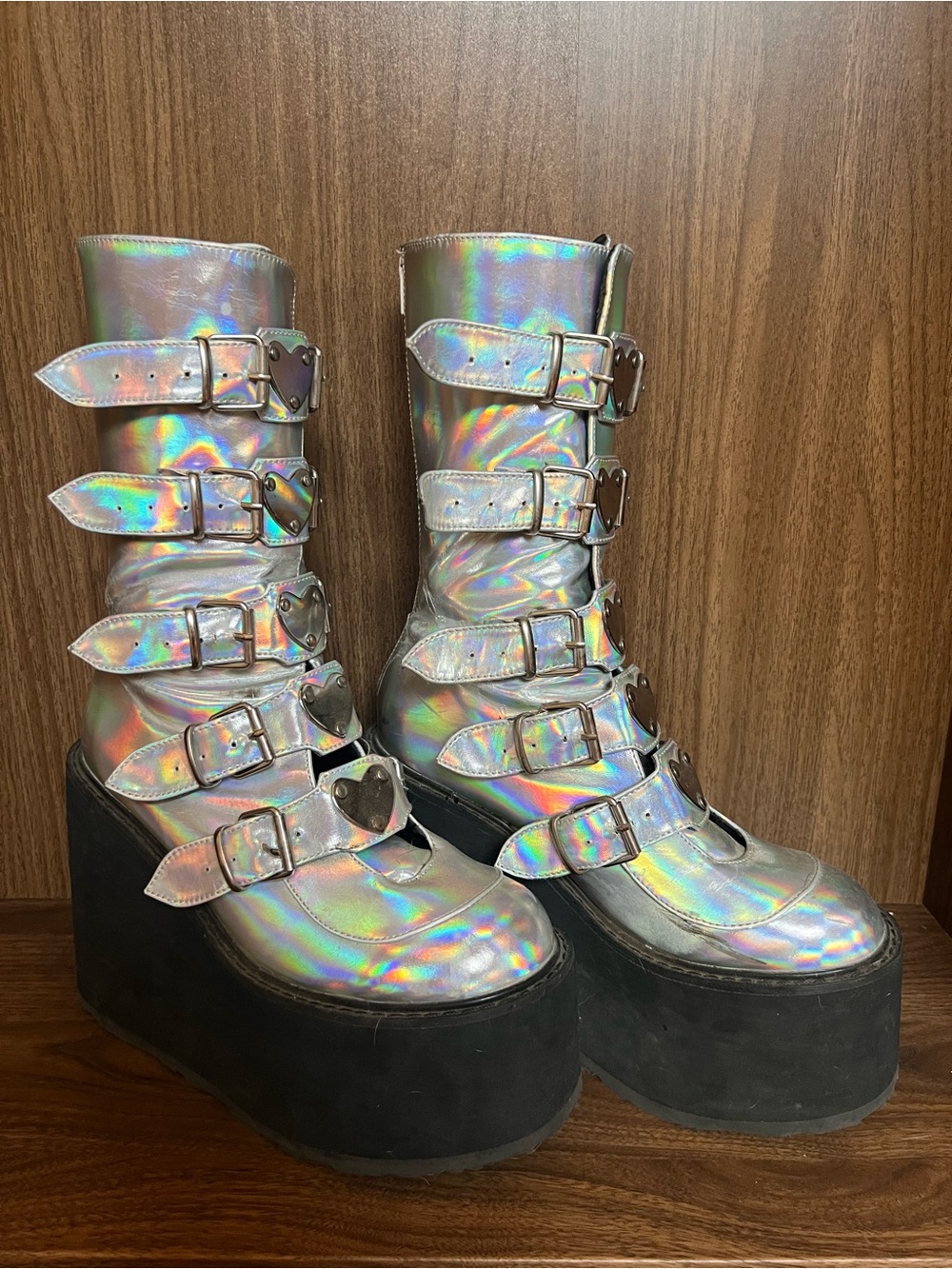 Demonia Swing 230 Holographic Platform Boots